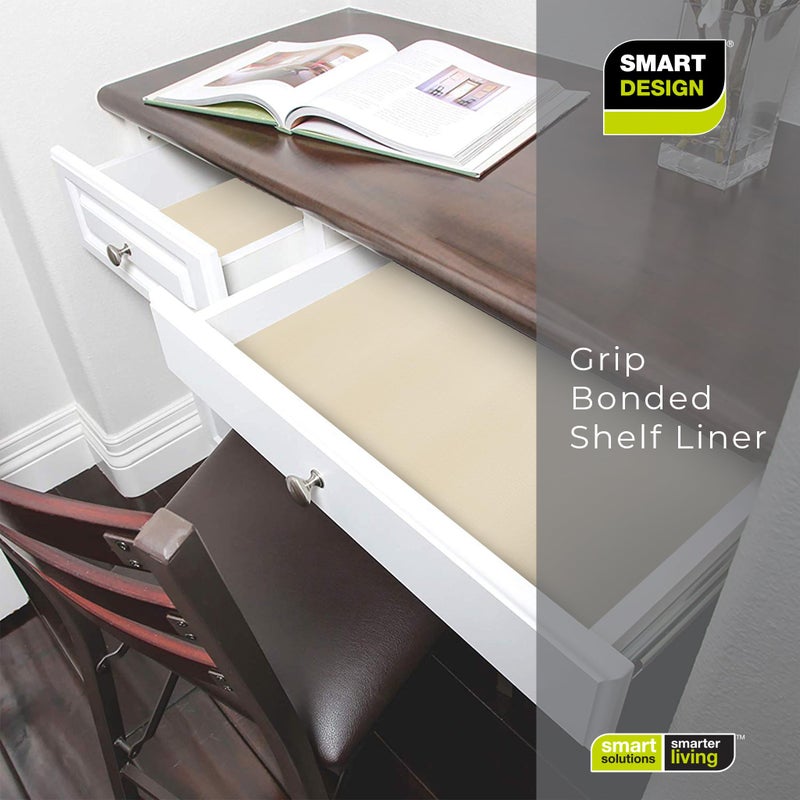Smart Design Bonded Grip Shelf Liner - 12 Inch x 10 Feet - Non Adhesive, Strong Grip Bottom, Easy Clean Kitchen Drawer, Cabinet, Cupboard Dresser Protector Cover, Non Slip Rubber Mat - Taupe - Image 5